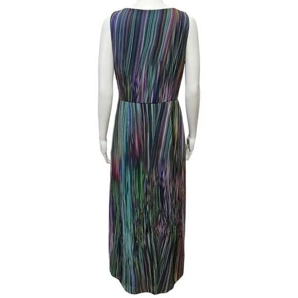 NEW Coldwater Creek Multicolored Surplice Chiffon Rainbow Maxi Dress Sz 12 Lined - Picture 7 of 11